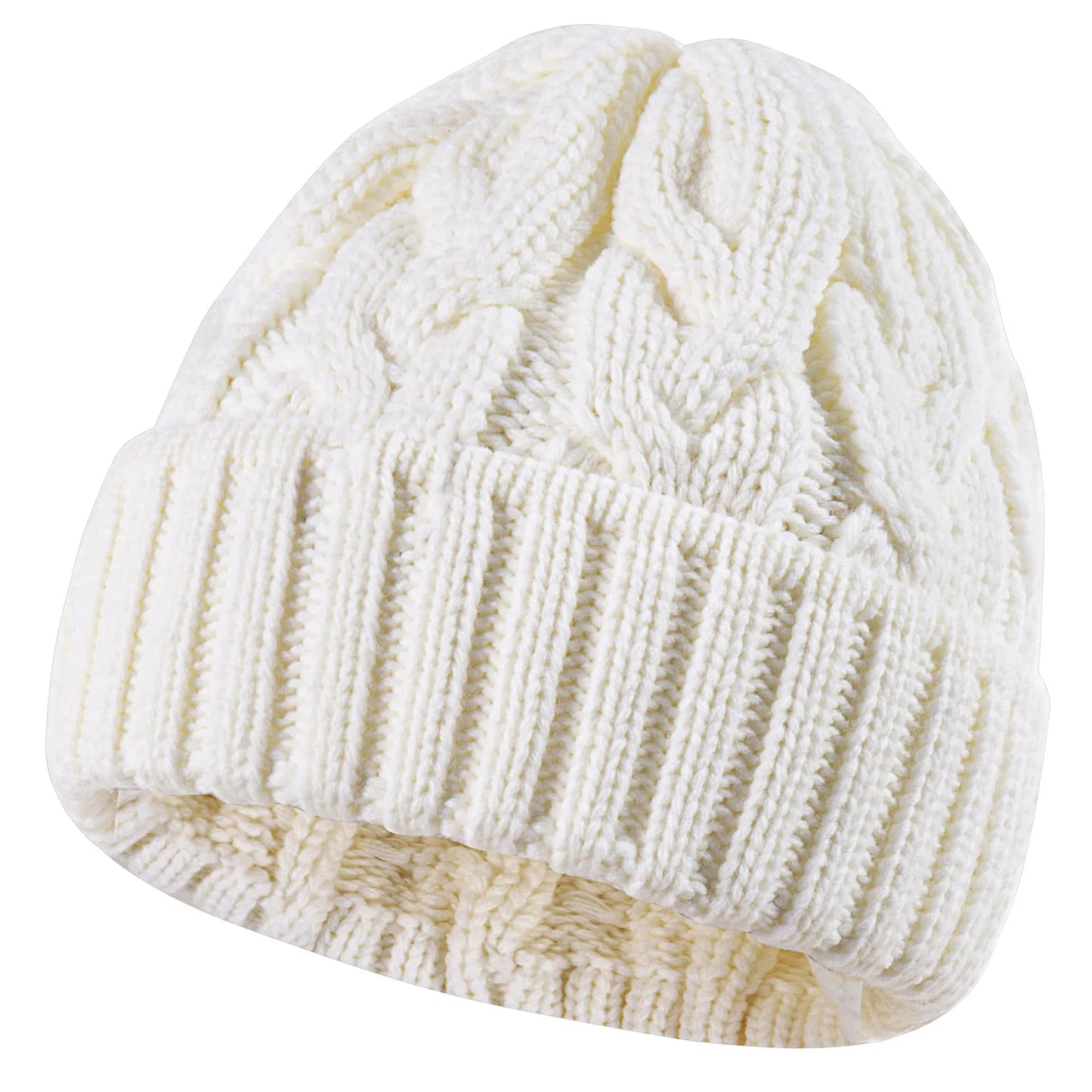 Women’s Chunky Cable-Knit Beanie – Warm, Stretchy Winter Hat
