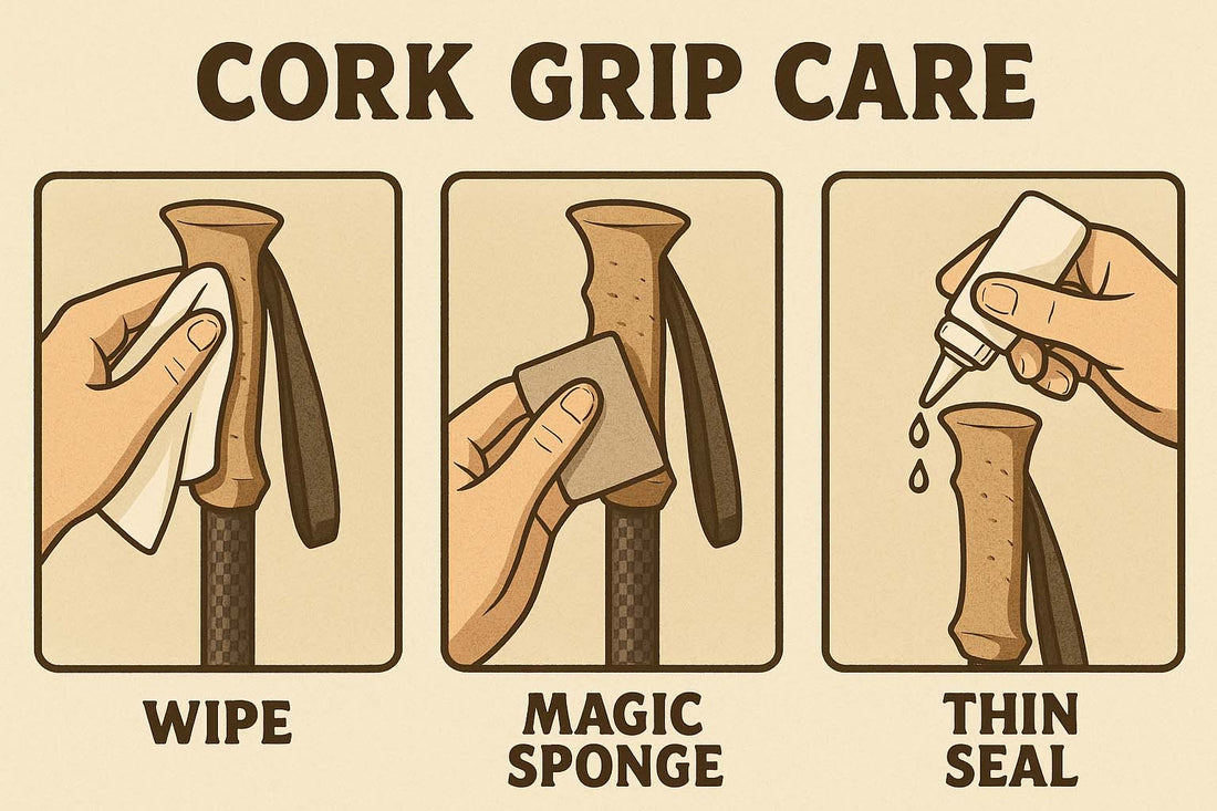 step-by-step cork trekking pole handle cleaning and sealing checklist