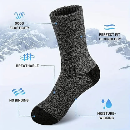 Men’s Merino-Blend Hiking Socks (5 Pairs) – Thick Thermal Crew