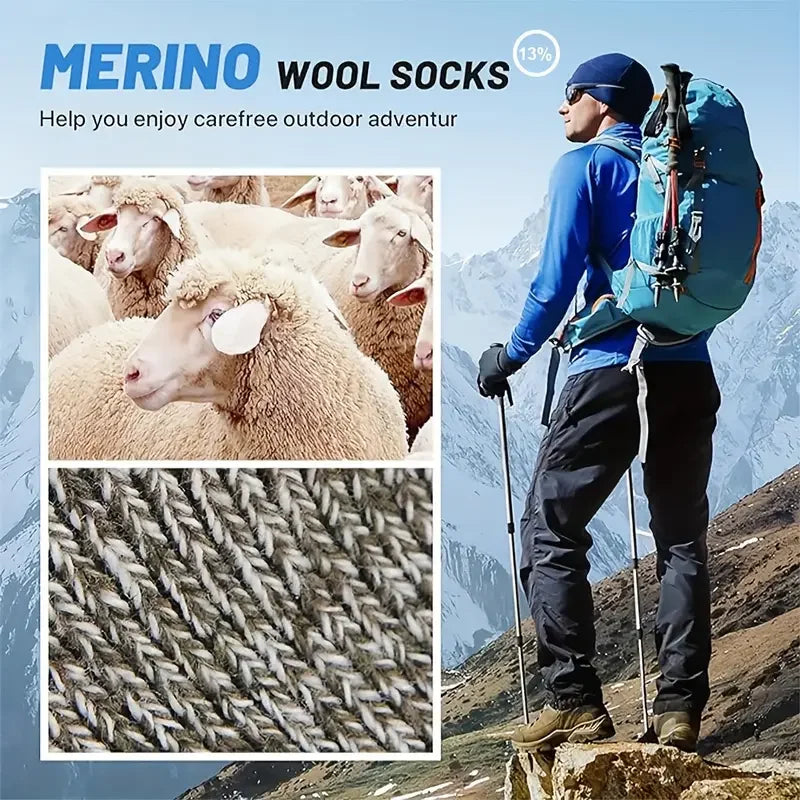 Men’s Merino-Blend Hiking Socks (5 Pairs) – Thick Thermal Crew