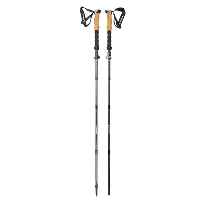 A pair of Freevane folding carbon fiber trekking poles with full length
