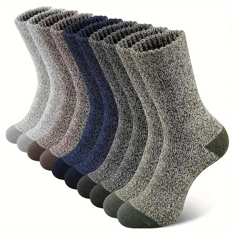 Men’s Merino-Blend Hiking Socks (5 Pairs) – Thick Thermal Crew
