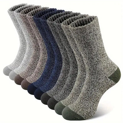 Men’s Merino-Blend Hiking Socks (5 Pairs) – Thick Thermal Crew