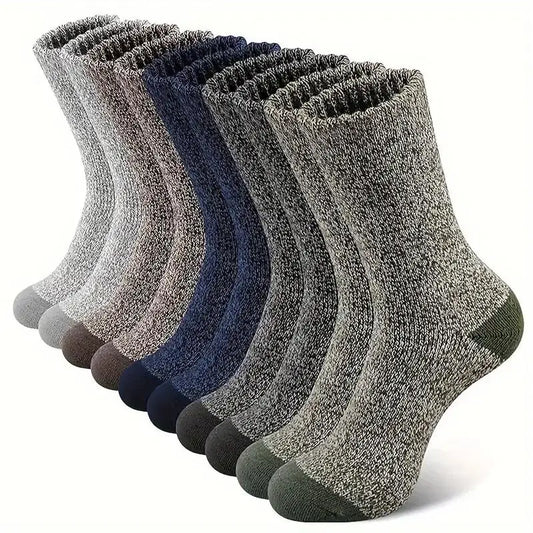 Men’s Merino-Blend Hiking Socks (5 Pairs) – Thick Thermal Crew