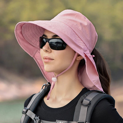 Women's Sun Hat with Neck Flap & Ponytail Hole