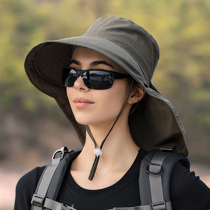 Women's Sun Hat with Neck Flap & Ponytail Hole