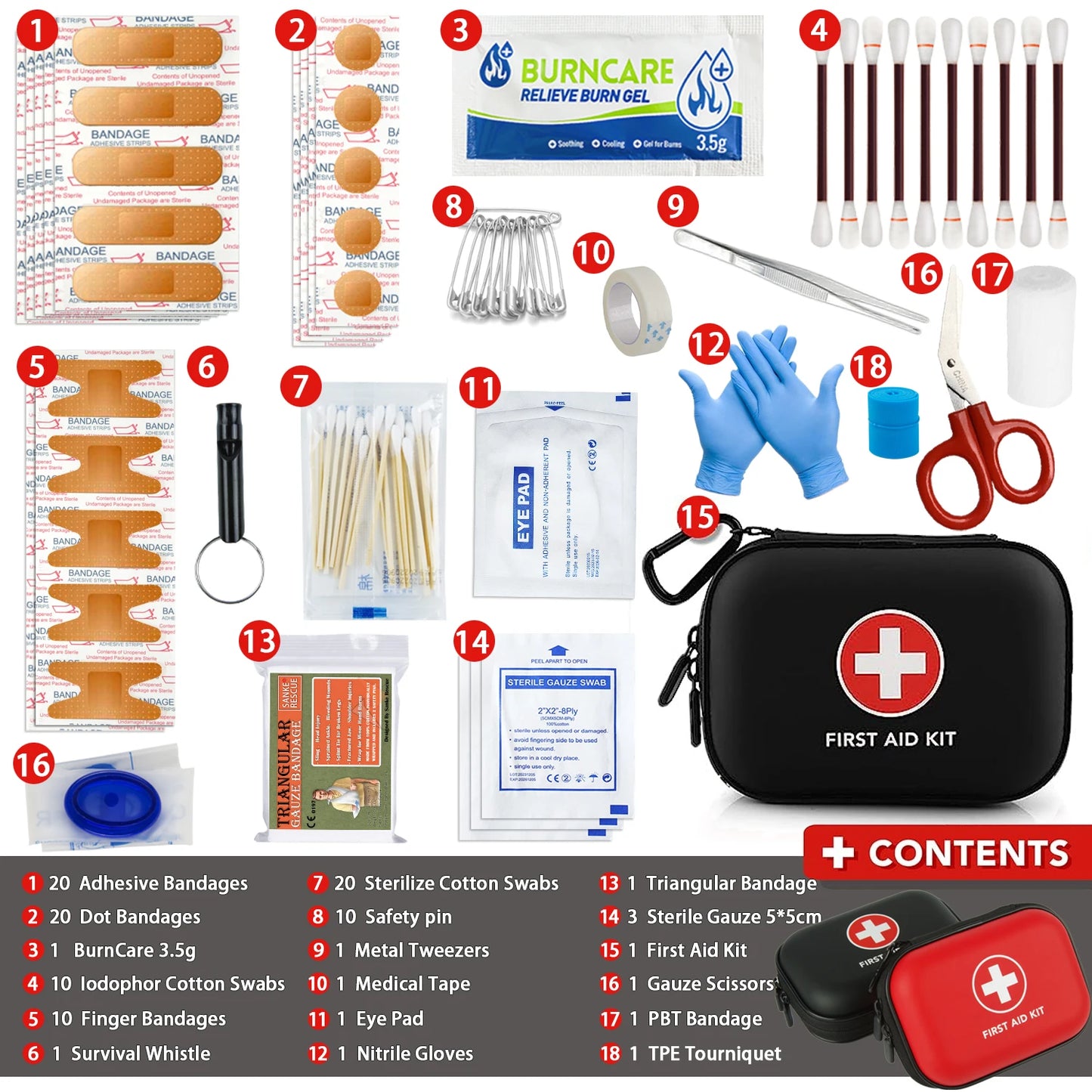 Compact First Aid Kit, Portable Emergency Medical Bag for Home, Travel, Camping & Hiking