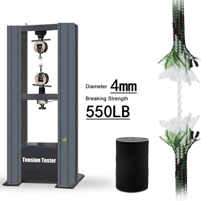 7-Core 550 Paracord Rope, 0.16 in (4 mm) – Camping Cord for Tents, Lanyards & DIY (16 ft / 49 ft / 98 ft)