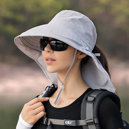 Women's Sun Hat with Neck Flap & Ponytail Hole