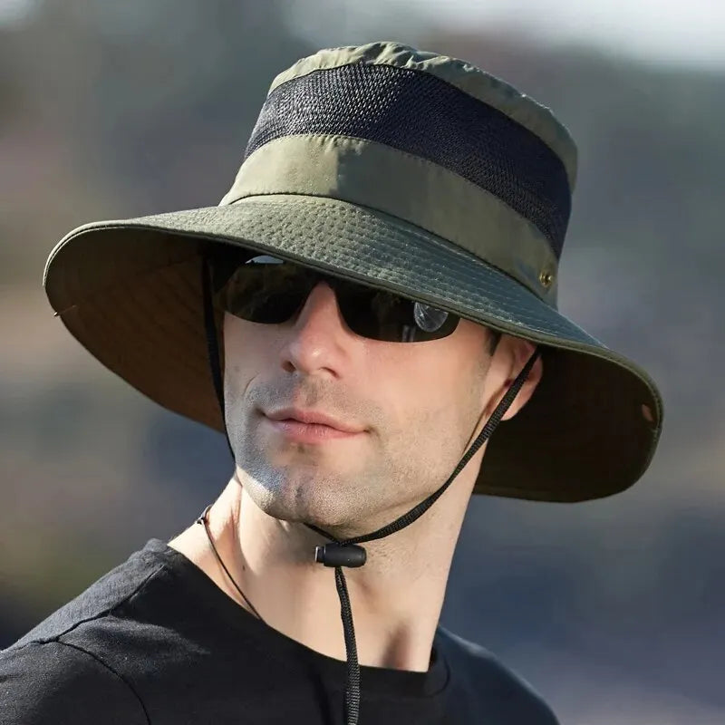 Breathable Mesh Wide Brim Sun Hat - Quick Dry