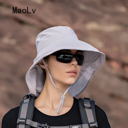 Women's Sun Hat with Neck Flap & Ponytail Hole