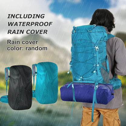 50L Lightweight Hiking Backpack with Rain Cover – Waterproof Pack for Hiking & Backpacking
