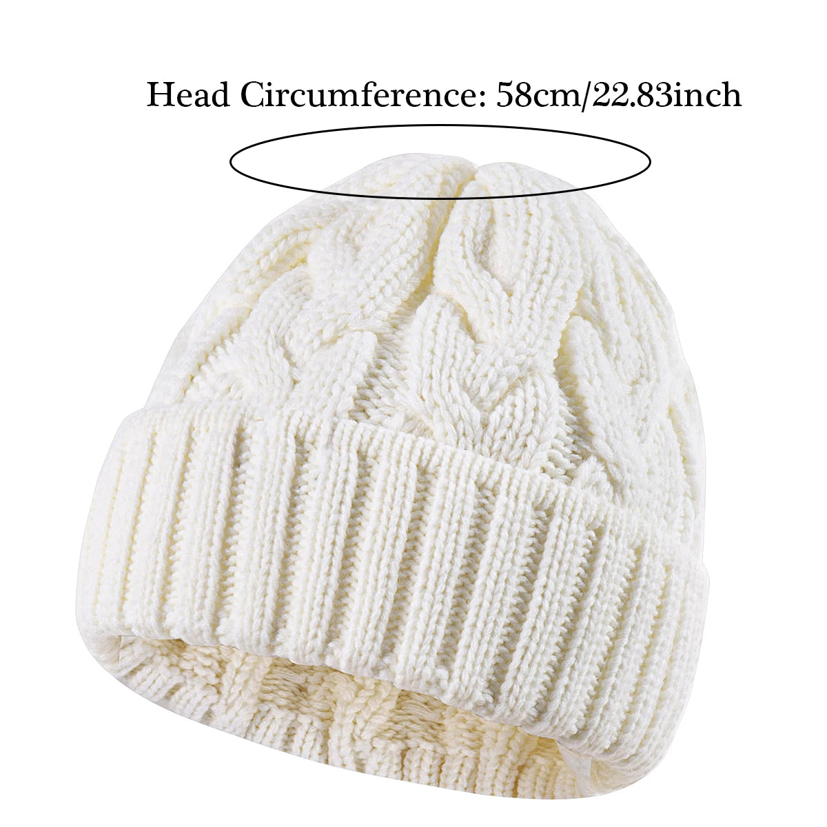 Women’s Chunky Cable-Knit Beanie – Warm, Stretchy Winter Hat