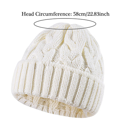 Women’s Chunky Cable-Knit Beanie – Warm, Stretchy Winter Hat