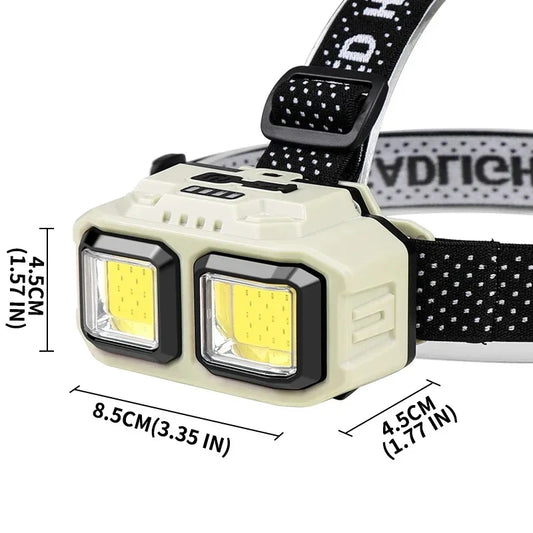 Rechargeable COB Headlamp with Motion Sensor Option – 60° Flood Beam, White + Red, IPX4
