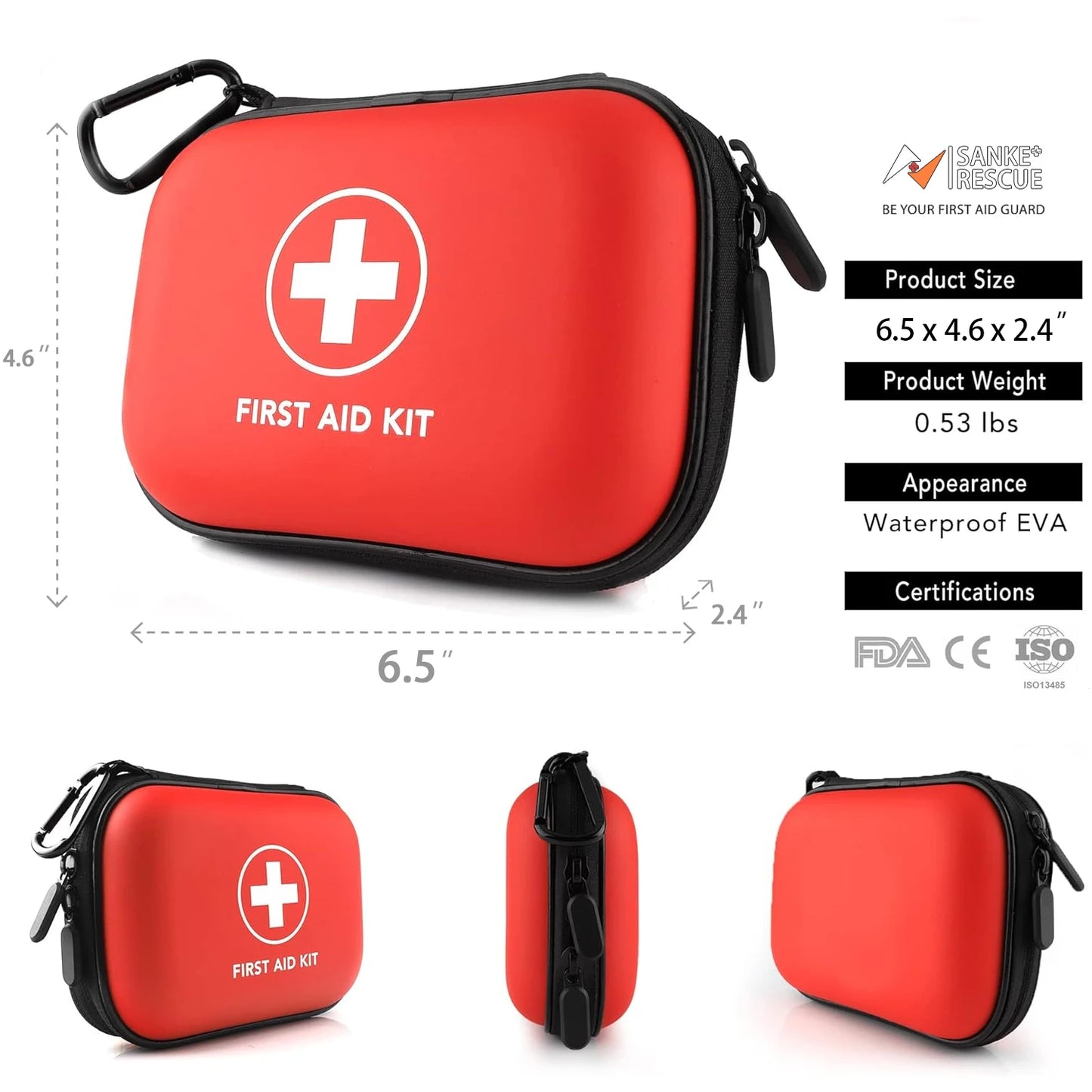 Compact First Aid Kit, Portable Emergency Medical Bag for Home, Travel, Camping & Hiking