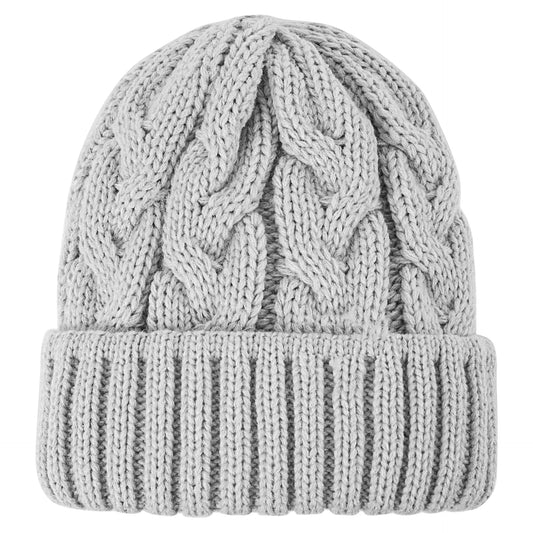 Women’s Chunky Cable-Knit Beanie – Warm, Stretchy Winter Hat