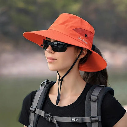 Women's Foldable Ponytail Sun Hat - UV Protection