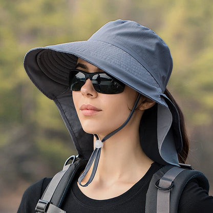 Women's Sun Hat with Neck Flap & Ponytail Hole